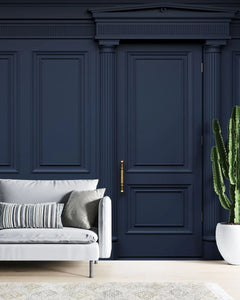 Tapet personalizat arhitectural walls cu ancadramente de perete in nuante de albastru inchis deep blue