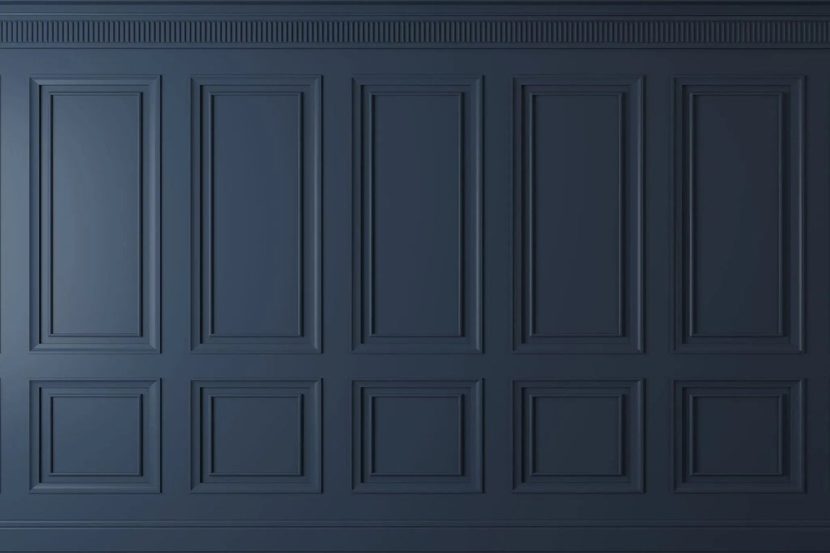 Tapet personalizat arhitectural walls cu ancadramente de perete in nuante de albastru inchis deep dark blue