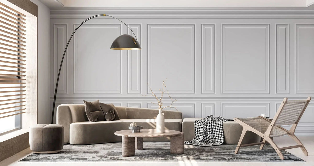 Tapet personalizat arhitectural walls cu ancadramente de perete albe clasice white deco