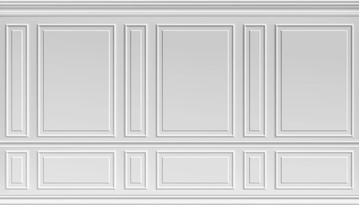 Tapet personalizat arhitectural walls cu ancadramente de perete albe clasice white deco
