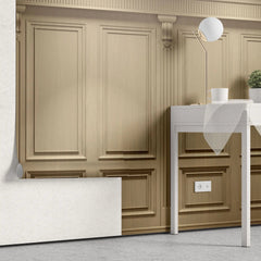 Tapet personalizat arhitectural walls cu ancadramente de perete bej cu accente de lumini spotlight