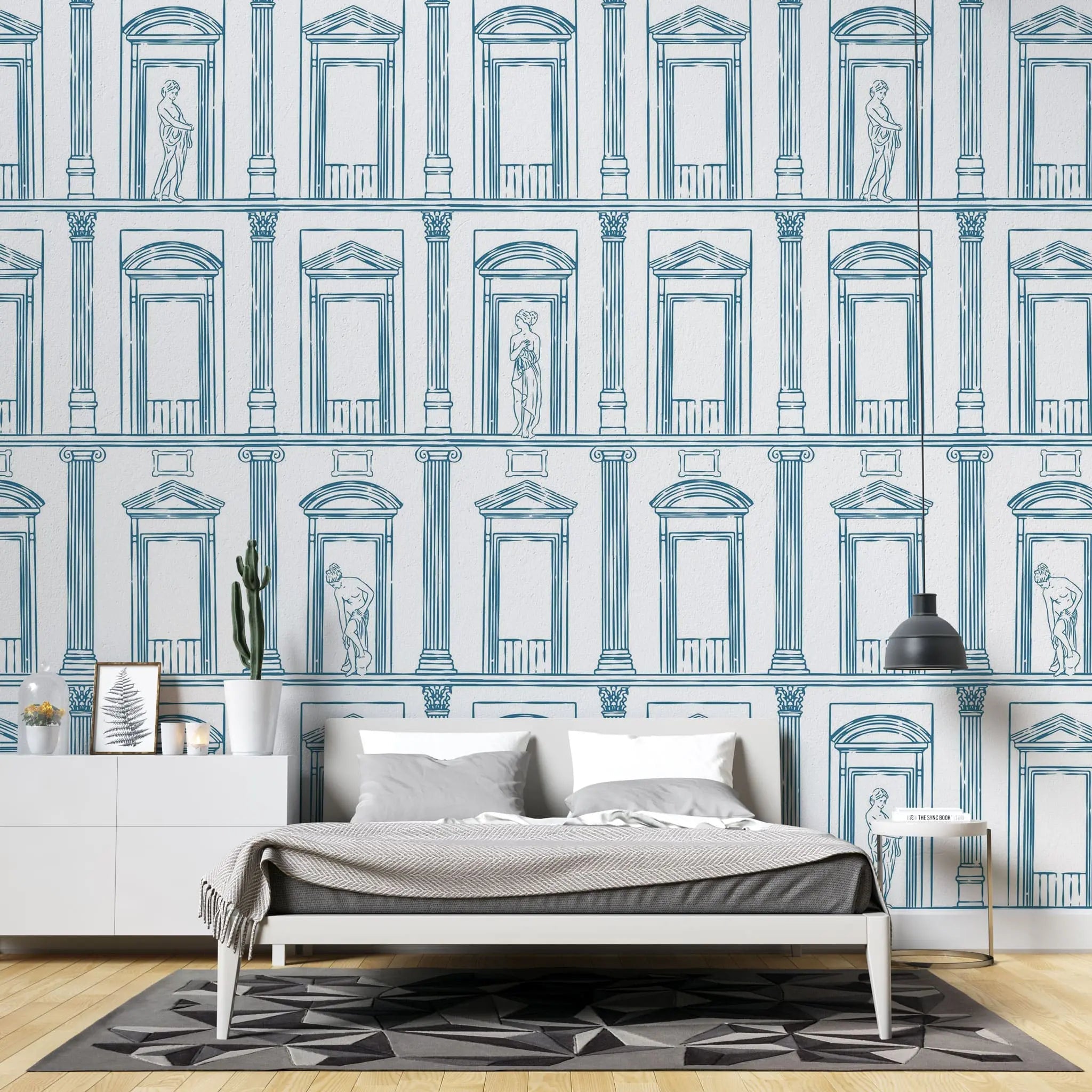 Tapet personalizat arhitectural walls cu ancadramente de perete cu sculpturi ilustrate sketch sculptures