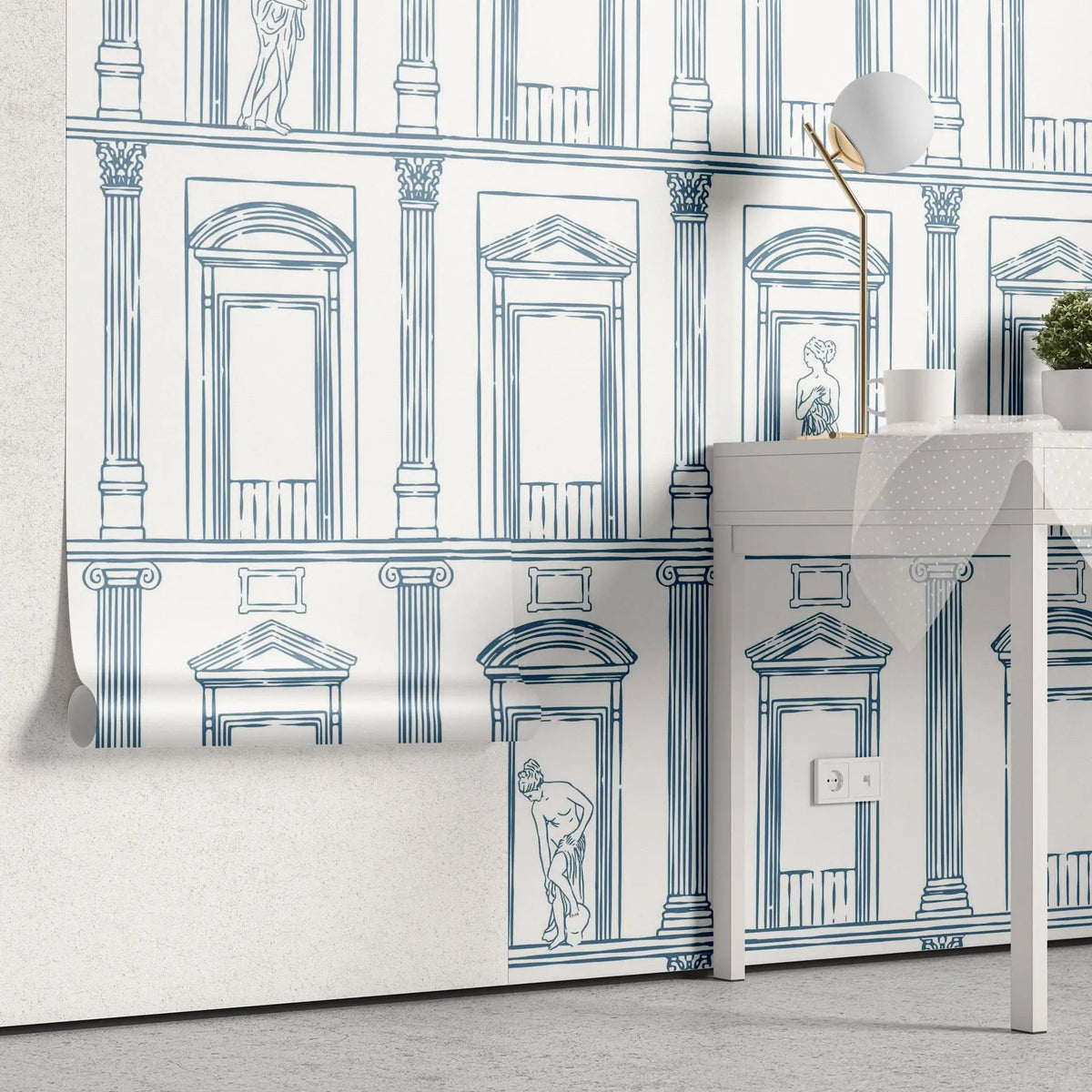 Tapet personalizat arhitectural walls cu ancadramente de perete cu sculpturi ilustrate sketch sculptures