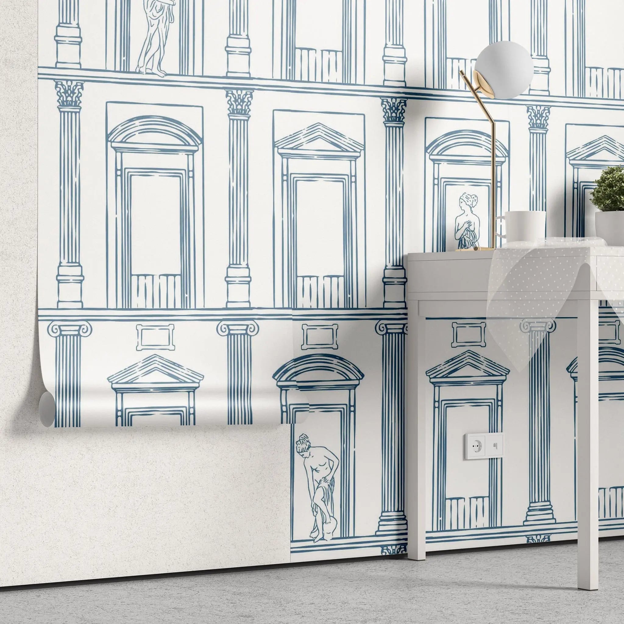 Tapet personalizat arhitectural walls cu ancadramente de perete cu sculpturi ilustrate sketch sculptures