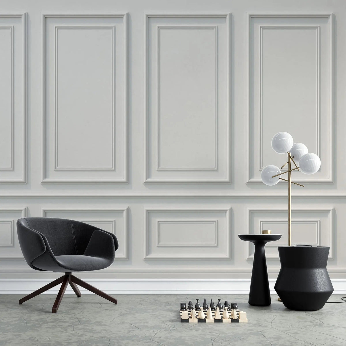 Fototapet personalizat arhitectural walls cu ancadramente de perete albe clasice white border
