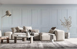 Tapet personalizat arhitectural walls cu ancadramente de perete in nuante de albastru deschis baby blue