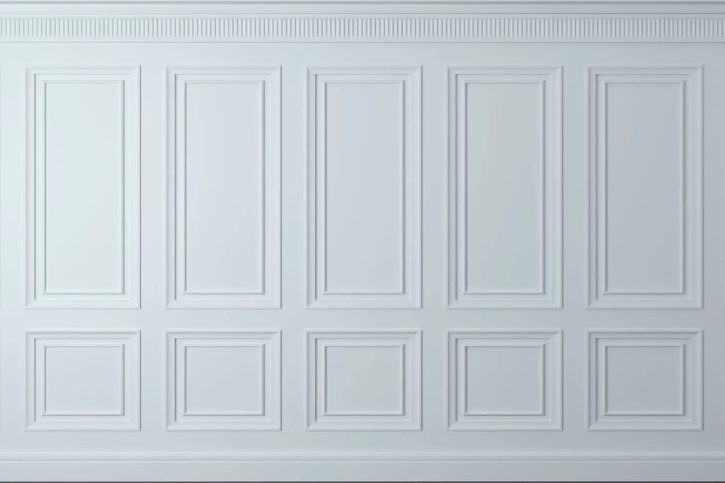 Tapet personalizat arhitectural walls cu ancadramente de perete in nuante de albastru deschis baby blue