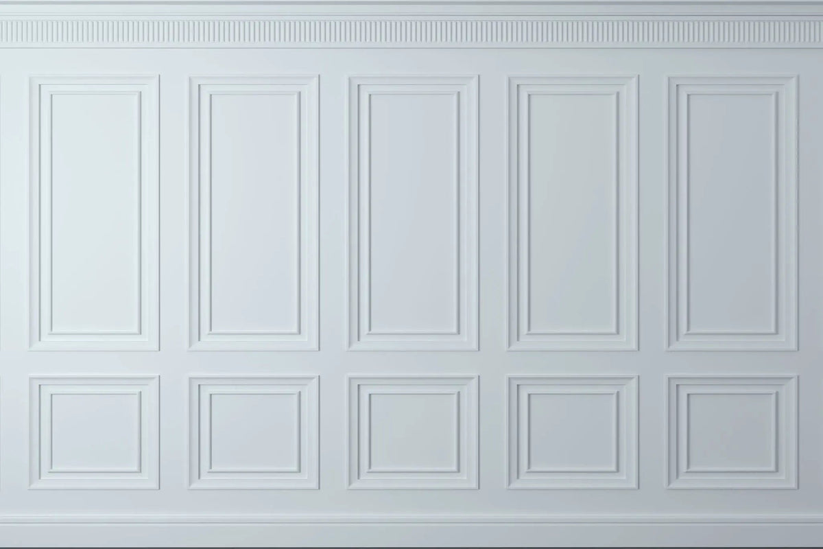 Tapet personalizat arhitectural walls cu ancadramente de perete in nuante de albastru deschis baby blue