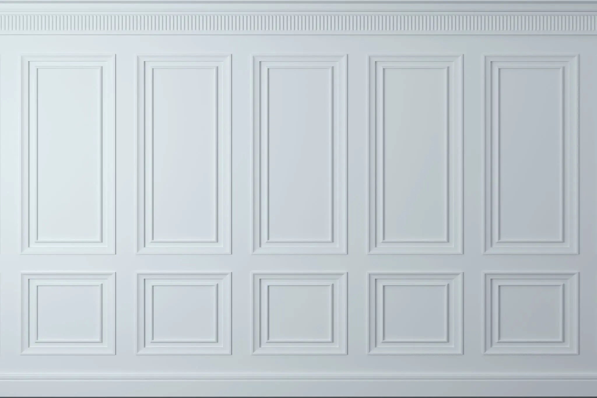 Tapet personalizat arhitectural walls cu ancadramente de perete in nuante de albastru deschis baby blue