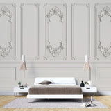 Tapet personalizat architectutral walls cu ancadramente albe si rame de oglinzi white mirror