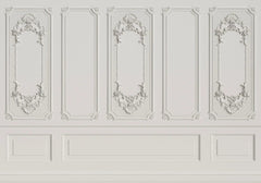 Tapet personalizat architectutral walls cu ancadramente albe si rame de oglinzi white mirror