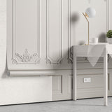 Tapet personalizat arhitectural walls lambriu elegant clasic rafinament spatiu atmosfera luminoasa atemporala white wainscot