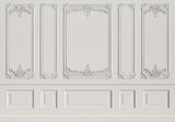 Tapet personalizat arhitectural walls lambriu elegant clasic rafinament spatiu atmosfera luminoasa atemporala white wainscot