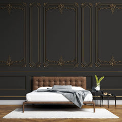 Tapet personalizat arhitectural walls design rafinat nuante negru aspect sofisticat modern profunzime stil incapere refined black