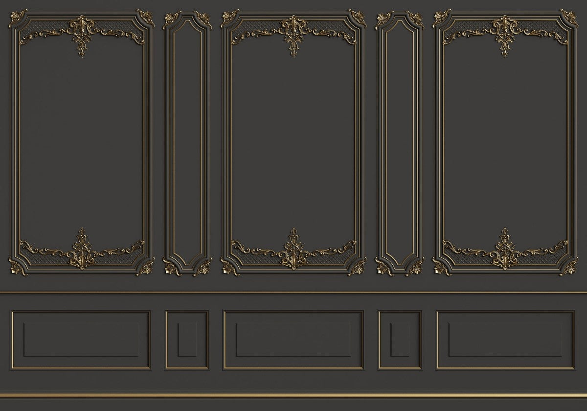 Tapet personalizat arhitectural walls design rafinat nuante negru aspect sofisticat modern profunzime stil incapere refined black
