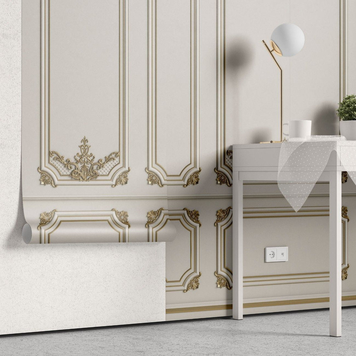 Tapet personalizat arhitectural walls lambriu regal eleganta grandoare stil clasic pereti declaratie impresionanta royal wainscot