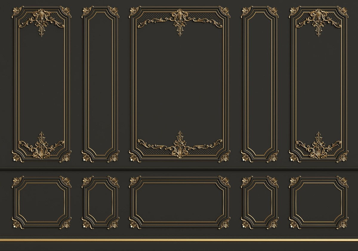 Tapet personalizat arhitectural walls boiserie regala intunecata mister eleganta luxurianta spatiu atmosfera dramatica impunatoare dark royal boiserie