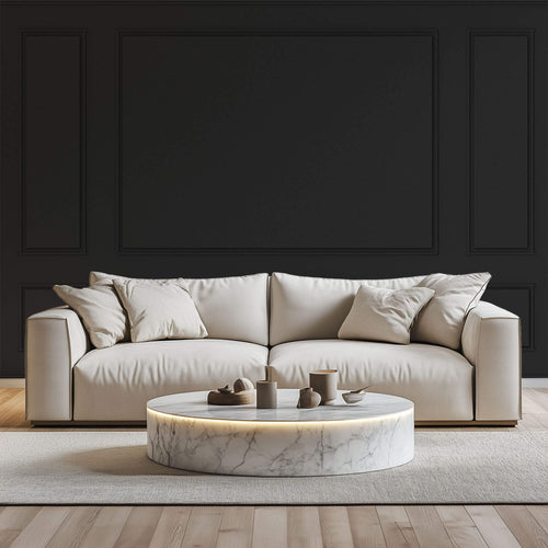 Tapet personalizat Architectural Walls cu panouri decorative din lemn in nuante de negru - DARK GREY WAINSCOT