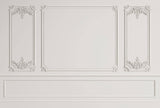Tapet personalizat Architectural Walls cu panouri si baghete decorative in nuante de alb - WIDE WHITE BOISERIE