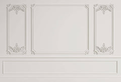 Tapet personalizat Architectural Walls cu panouri si baghete decorative in nuante de alb - WIDE WHITE BOISERIE