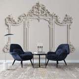 Tapet personalizat Architectural Walls cu rama decorativa din lemn in nuante de alb - MIRROR FRAME
