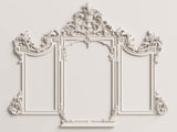 Tapet personalizat Architectural Walls cu rama decorativa din lemn in nuante de alb - MIRROR FRAME