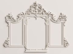 Tapet personalizat Architectural Walls cu rama decorativa din lemn in nuante de alb - MIRROR FRAME
