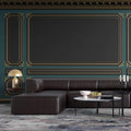 Tapet personalizat Architectural Walls cu ancadramente aurii si pereti in nuante de negru si verde - POOL TABLE