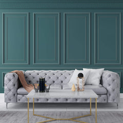 Tapet personalizat Architectural Walls cu panouri decorative in nuante turcoaz - TURQUOISE WAINSCOT