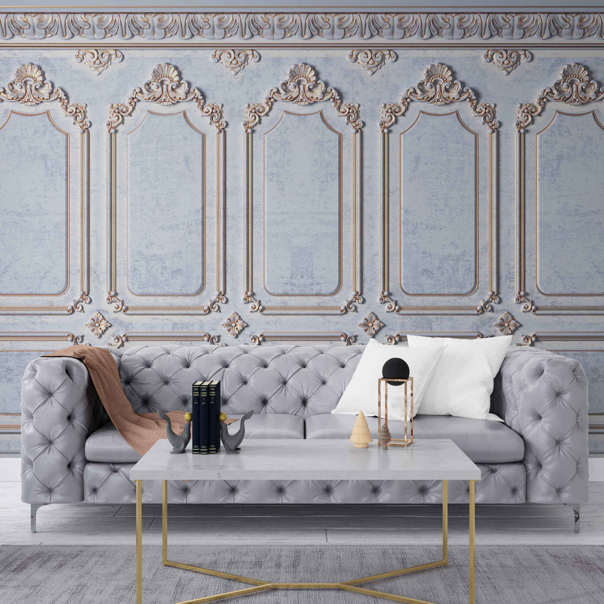 Tapet personalizat Architectural Walls cu rame decorative vintage elegant - CINDERELLA ROYAL