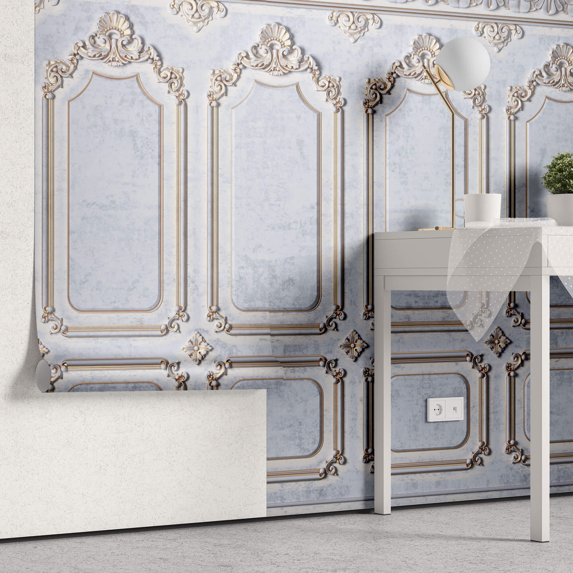 Tapet personalizat Architectural Walls cu rame decorative vintage elegant - CINDERELLA ROYAL