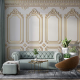 Tapet personalizat Architectural Walls cu rame decorative aurii in stil baroc elegant - QUEEN ELIZABETH