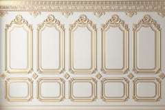 Tapet personalizat Architectural Walls cu rame decorative aurii in stil baroc elegant - QUEEN ELIZABETH