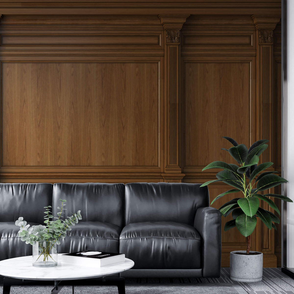 Tapet personalizat Architectural Walls cu panouri decorative din lemn de nuc - PURE WALLNUT