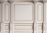 Tapet personalizat Architectural Walls cu rame aurii si coloane decorative in nuante de alb - GOLDEN FRAMES
