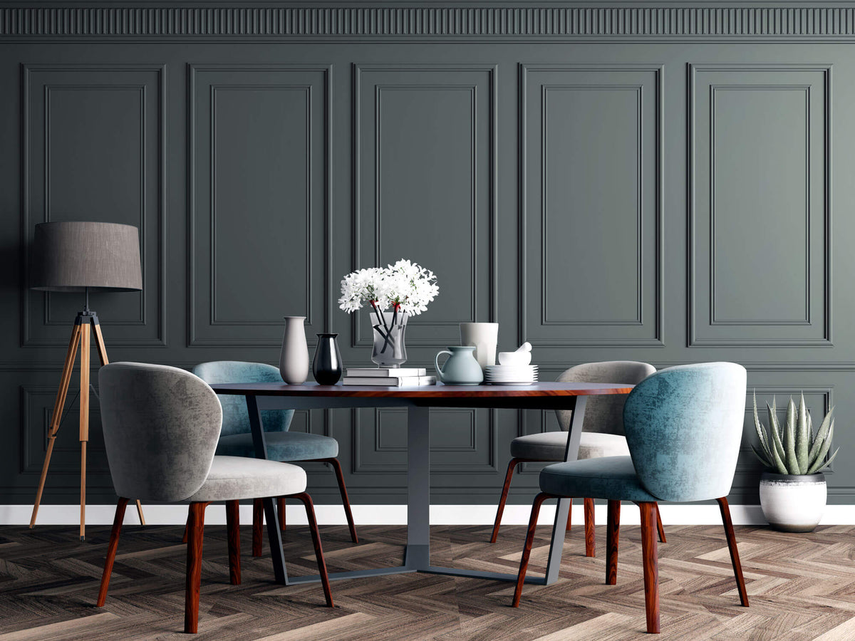 Tapet personalizat Architectural Walls cu panouri decorative in nuante vernil - BITTER SAGE