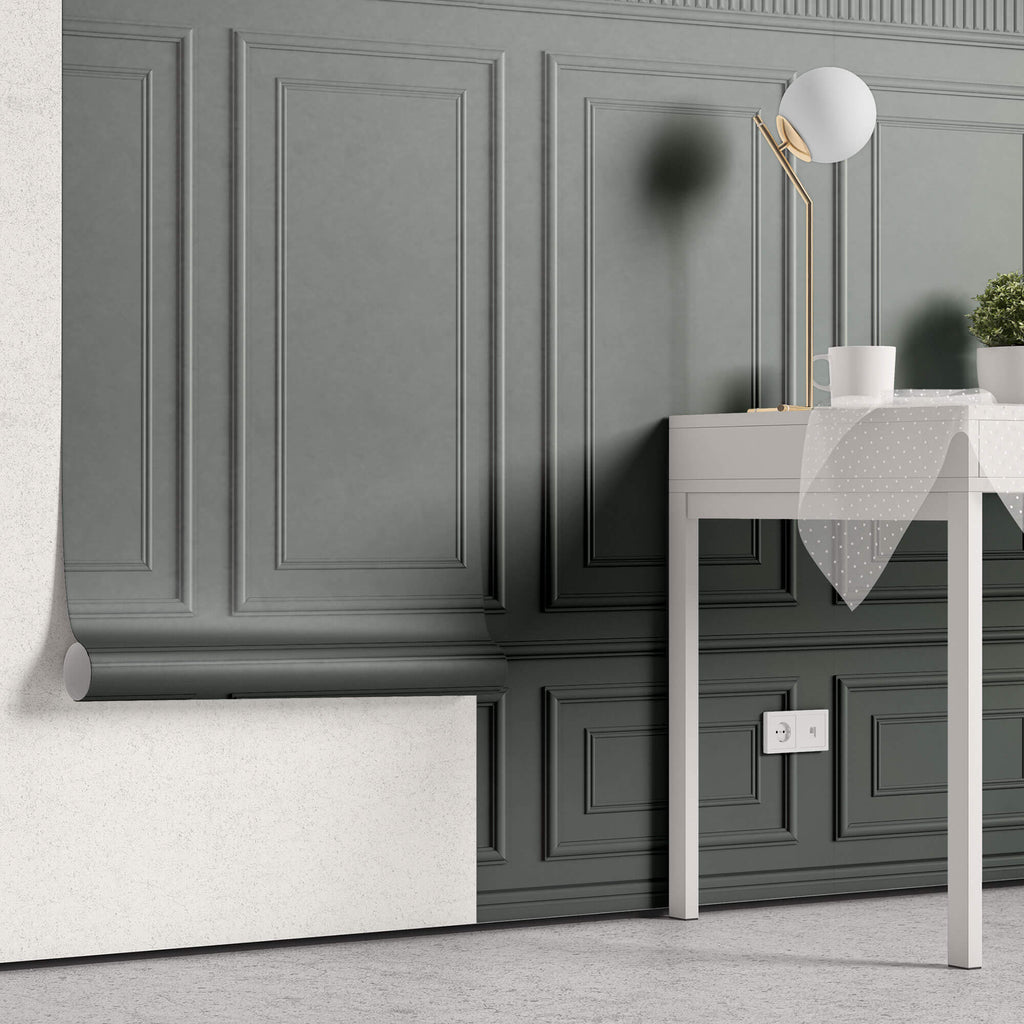Tapet personalizat Architectural Walls cu panouri decorative in nuante vernil - BITTER SAGE