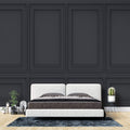 Tapet personalizat Architectural Walls cu panouri decorative din lemn in nuante de negru - DARK GREY WAINSCOT