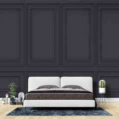 Tapet personalizat Architectural Walls cu panouri decorative din lemn in nuante de negru - DARK GREY WAINSCOT