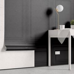 Tapet personalizat Architectural Walls cu panouri decorative din lemn in nuante de negru - DARK GREY WAINSCOT