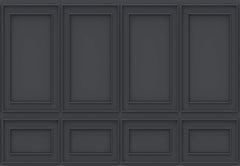 Tapet personalizat Architectural Walls cu panouri decorative din lemn in nuante de negru - DARK GREY WAINSCOT