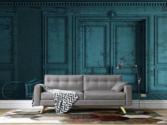 Tapet personalizat retro&vintage cu model de perete vechi in nuante turcoaz intense care creeaza atmosfera de arhitectura retro si vintage torqoise
