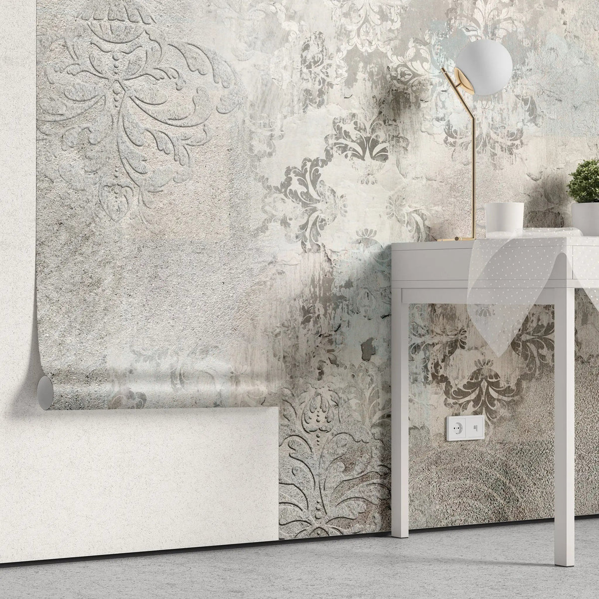 Fototapet retro & vintage cu arabescuri in stil vintage pe fundal deschis vintage arabesque
