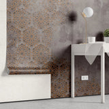 Tapet retro & vintage cu arabescuri aramii in stil vintage pe fundal inchis bronze arabesque