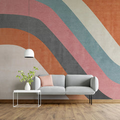 Tapet retro & vintage cu dungi colorate in stil retro retro lines