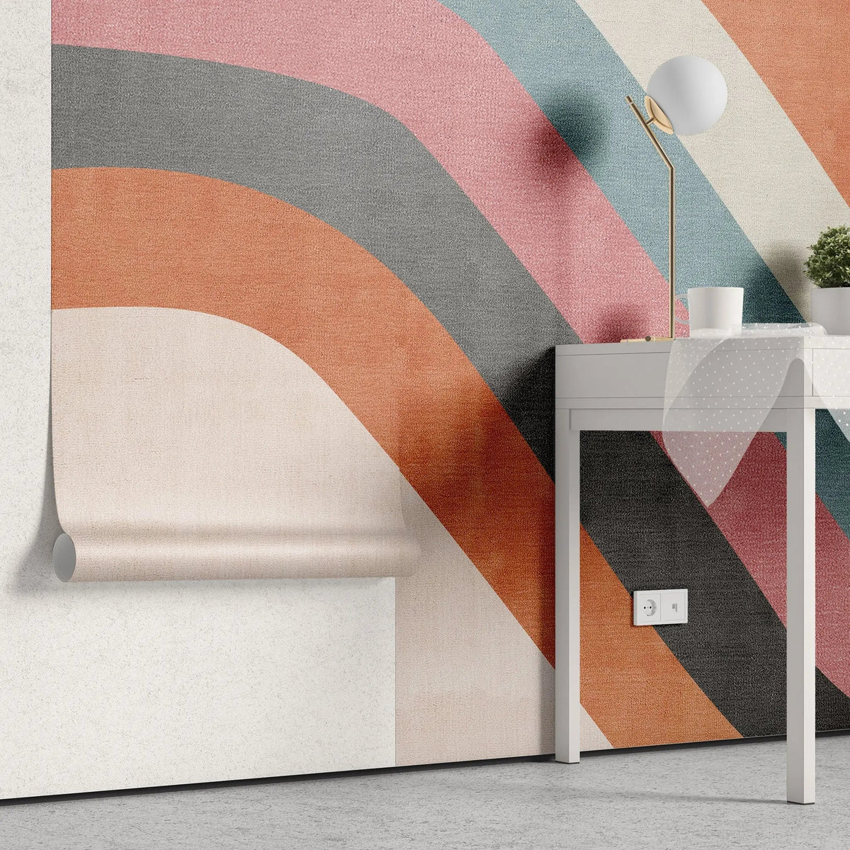 Tapet retro & vintage cu dungi colorate in stil retro retro lines