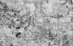 Tapet personalizat retro & vintage cu plante tropicale in textura de fagure in nuante de gri si negru grey honeycomb print
