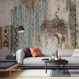 Tapet personalizat retro & vintage cu motive aztece colorate in stil retro retro aztec