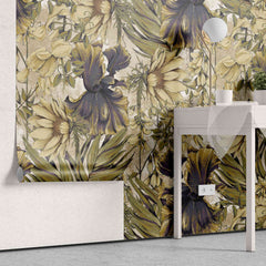 Tapet personalizat retro & vintage cu floarea soarelui in stil retro retro sunflowers