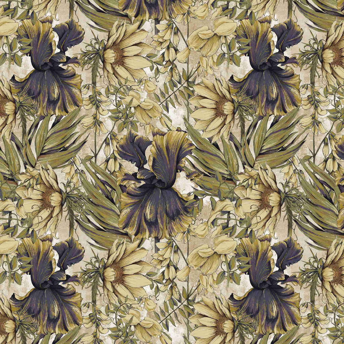 Tapet personalizat retro & vintage cu floarea soarelui in stil retro retro sunflowers